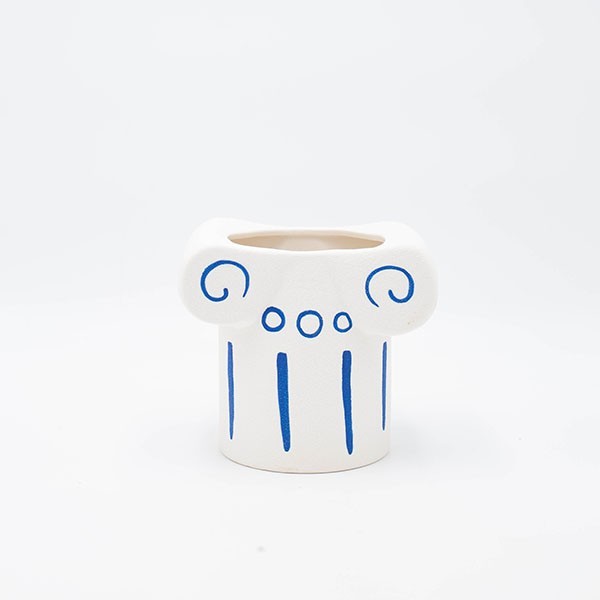 Βάζο Πορσελάνης Λευκό-Μπλε 17x11,6x14,6εκ. ESTHETI 819-00223 (Υλικό: Πορσελάνη, Χρώμα: Λευκό) - ESTHETI - 819-00223