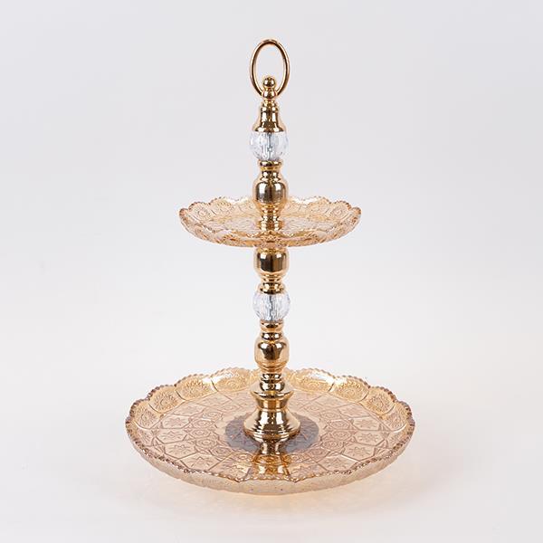 Ορντερβιέρα Μεταλλική-Γυάλινη Μελί-Χρυσή 30/17x50εκ. ES