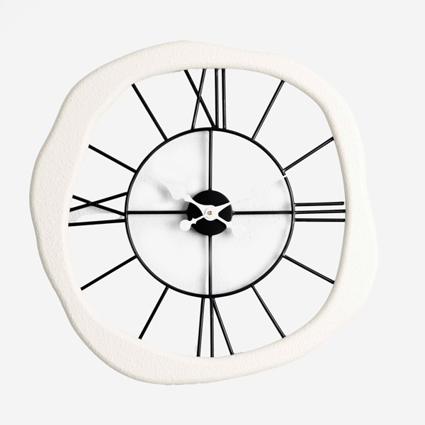 Ρολόι Τοίχου Μεταλλικό-Ξύλινο Λευκό-Μαύρο 61x4x60εκ. ESTHETI 813-10002 (Υλικό: Ξύλο, Χρώμα: Λευκό) - ESTHETI - 813-10002