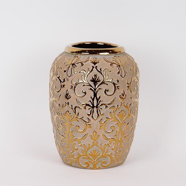 ESTHETI - ΣΗΜΑΝΤΙΚΟ: Σε περίπτωση διαφοράς τιμής από το κατάστημα ισχύει παντα και μόνο η τιμή του καταστήματος Βάζο Κεραμικό Μπεζ-Χρυσό 19,5x19,5x25,5εκ. ESTHETI 819-