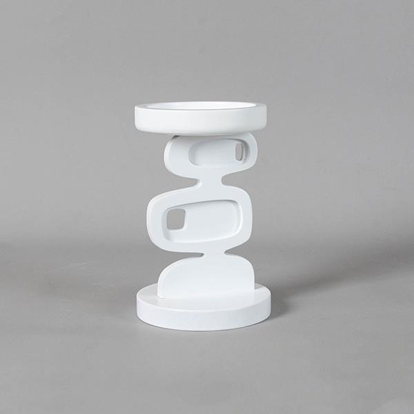 Κηροπήγιο Μεταλλικό-Ξύλινο Λευκό 12x18,5εκ. ESTHETI 819