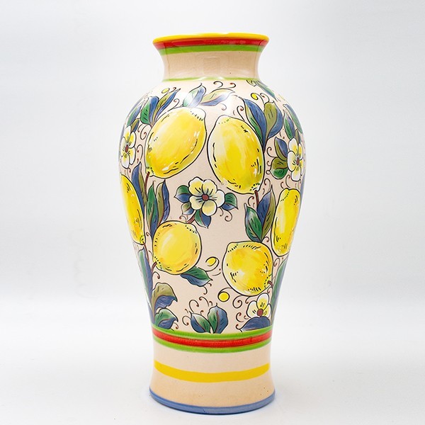 Βάζο Κεραμικό Μπεζ-Multi Με Λεμόνια 20,7x20,7x39,5εκ. ESTHETI 819-00179 (Υλικό: Κεραμικό, Χρώμα: Κίτρινο ) - ESTHETI - 819-00179
