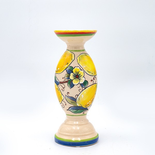 Κηροπήγιο Κεραμικό Μπεζ-Multi Με Λεμόνια 10x25εκ. ESTHE