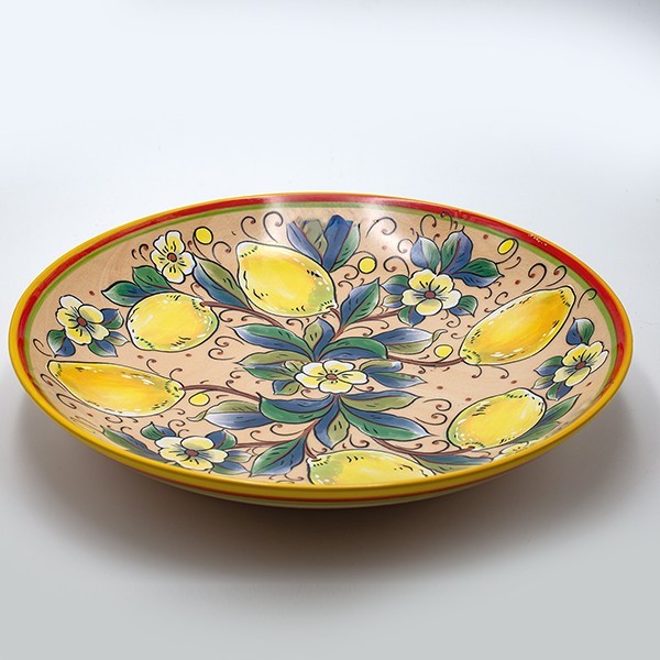 Διακοσμητική Πιατέλα Κεραμική Μπεζ-Multi Με Λεμόνια 36,3x6εκ. ESTHETI 819-00184 (Υλικό: Κεραμικό, Χρώμα: Κίτρινο ) - ESTHETI - 819-00184