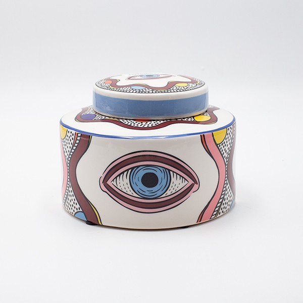 Διακοσμητικό Μπωλ Με Καπάκι Κεραμικό Λευκό-Multi Με Γαλ