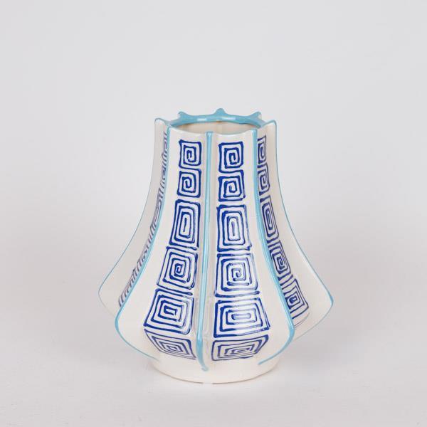 Βάζο Κεραμικό Λευκό-Μπλε-Γαλάζιο 22x22x25εκ. ESTHETI 819-00368 (Υλικό: Κεραμικό, Χρώμα: Λευκό) - ESTHETI - 819-00368