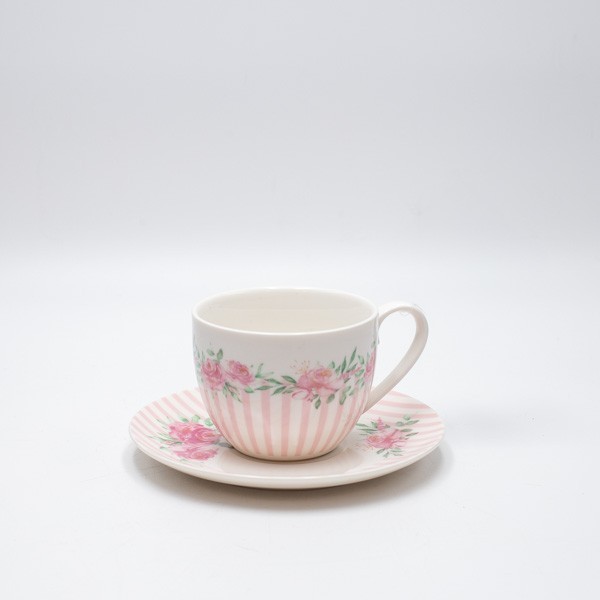 Φλυτζάνι Τσαγιού Πορσελάνης Λευκό-Ροζ 230ml ESTHETI 820