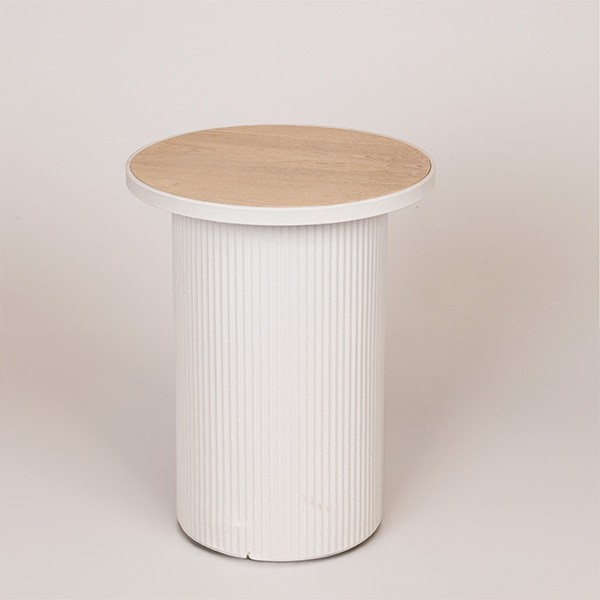 Τραπεζάκι Βοηθητικό Μεταλλικό-Ξύλινο Λευκό-Natural 36x3