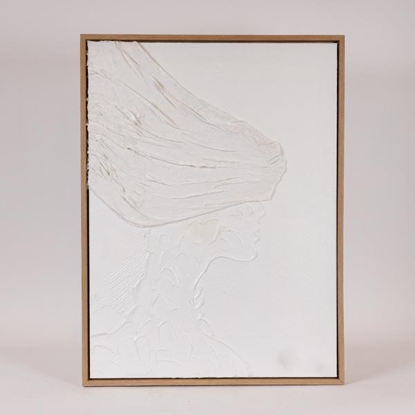 Πίνακας Καμβάς-Ξύλινος Χειροποίητος Φιγούρα Λευκός 60x3,8x80εκ. ESTHETI 812-10014 (Υλικό: Ξύλο, Ύφασμα: Καμβάς, Χρώμα: Λευκό) - ESTHETI - 812-10014