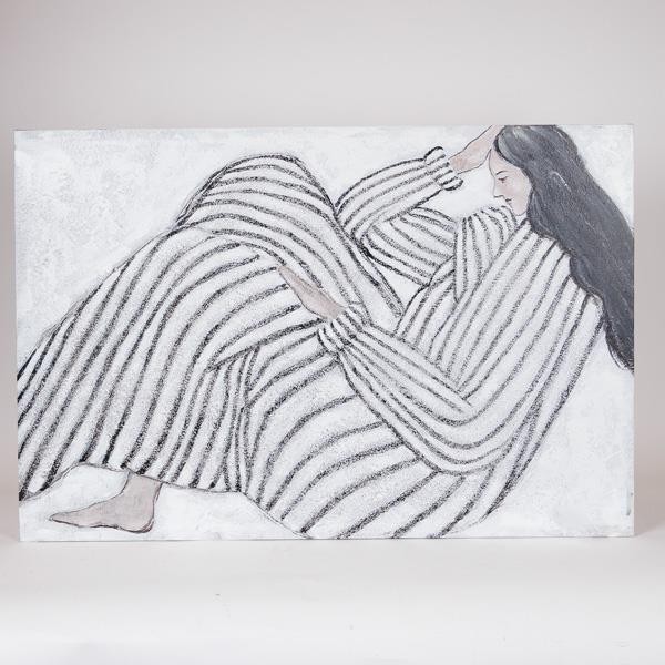 Πίνακας Καμβάς Γυναικεία Φιγούρα Λευκός-Μαύρο 60x3,8x90εκ. ESTHETI 812-20018 (Ύφασμα: Καμβάς, Χρώμα: Λευκό) - ESTHETI - 812-20018