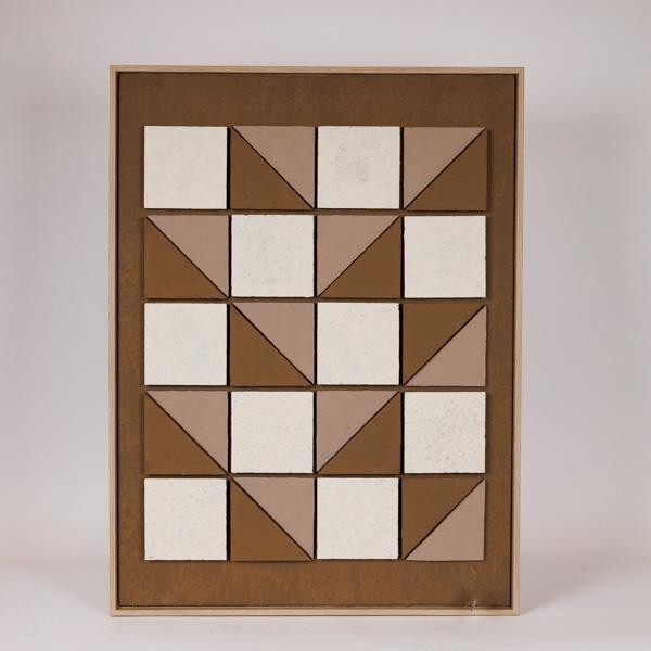 Πίνακας Καμβάς-Ξύλινος Με 3D Τετράγωνα Καφέ-Μπεζ 60x2,9x80εκ. ESTHETI 812-20019 (Υλικό: Ξύλο, Ύφασμα: Καμβάς, Χρώμα: Καφέ) - ESTHETI - 812-20019