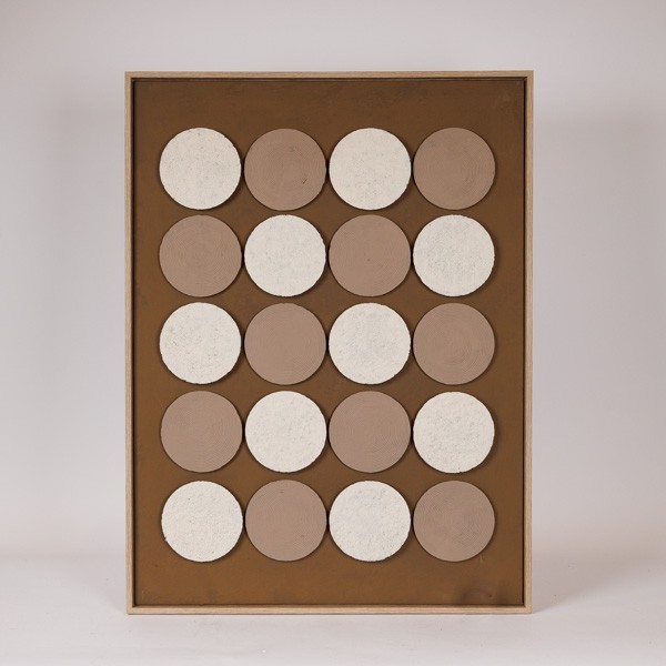 Πίνακας Καμβάς-Ξύλινος Με 3D Κύκλους Καφέ-Μπεζ 60x2,9x80εκ. ESTHETI 812-20020 (Υλικό: Ξύλο, Ύφασμα: Καμβάς, Χρώμα: Καφέ) - ESTHETI - 812-20020