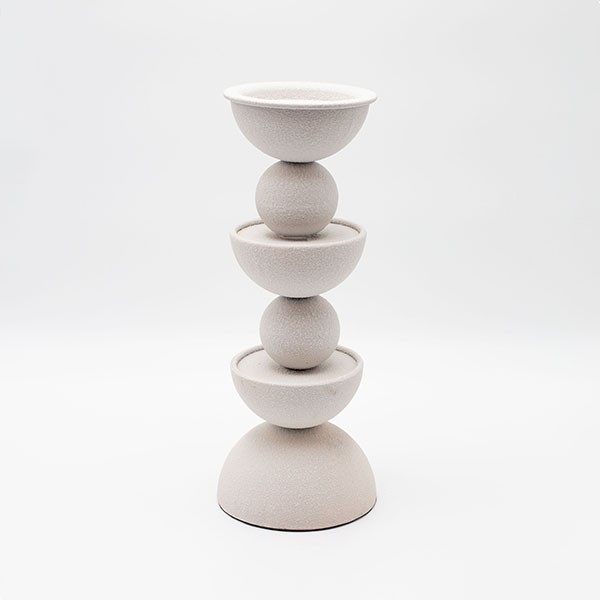 Κηροπήγιο Μεταλλικό Μπεζ-Γκρι 12,5x32εκ. ESTHETI 819-00