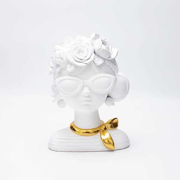 Διακοσμητικό Επιτραπέζιο Γυναίκα Polyresin Λευκό-Χρυσό 