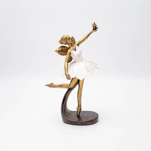 ESTHETI - ΣΗΜΑΝΤΙΚΟ: Σε περίπτωση διαφοράς τιμής από το κατάστημα ισχύει παντα και μόνο η τιμή του καταστήματος Διακοσμητική Επιτραπέζια Νεράιδα Polyresin Μπρονζέ-Λευκ