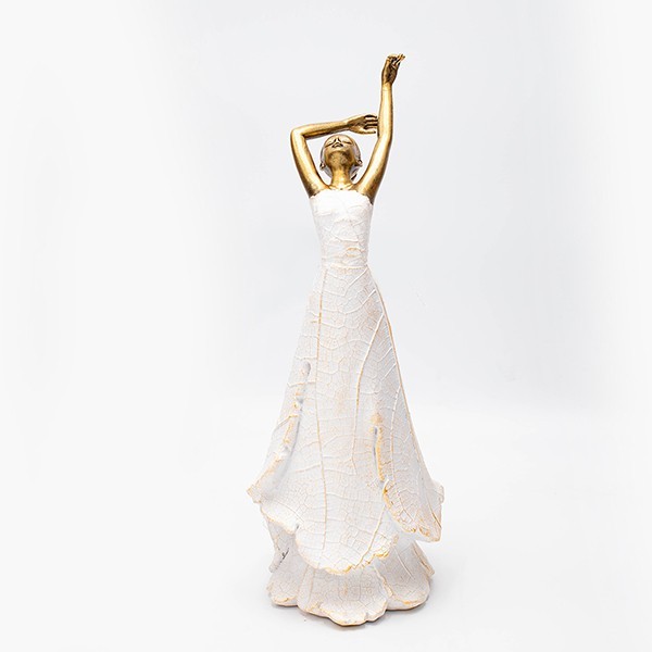 Διακοσμητικό Επιτραπέζιο Γυναίκα Polyresin Λευκό-Χρυσό 