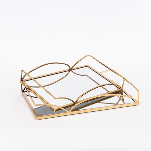 Διακοσμητικά και αξεσουαρ κουζίνας 24home - ΣΗΜΑΝΤΙΚΟ: Σε περίπτωση διαφοράς τιμής από το κατάστημα ισχύει παντα και μόνο η τιμή του καταστήματος Δίσκος Σετ 2τμχ Μεταλλικός Με Καθρέπτη Χρυσός 35x25x5εκ