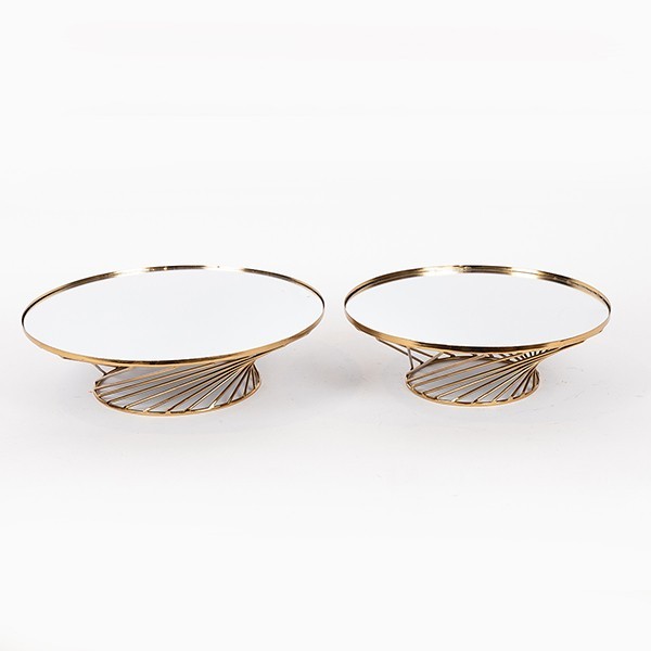 Διακοσμητικά και αξεσουαρ κουζίνας 24home - ΣΗΜΑΝΤΙΚΟ: Σε περίπτωση διαφοράς τιμής από το κατάστημα ισχύει παντα και μόνο η τιμή του καταστήματος Δίσκος Σετ 2τμχ Μεταλλικός Με Καθρέπτη Χρυσός 35x10εκ.-