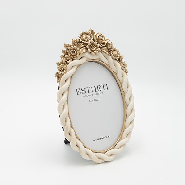 Διακοσμητικά Επιτραπέζια 24home - ΣΗΜΑΝΤΙΚΟ: Σε περίπτωση διαφοράς τιμής από το κατάστημα ισχύει παντα και μόνο η τιμή του καταστήματος Κορνίζα Polyresin Λευκή-Χρυσή 13x18εκ. ESTHETI 756-1216