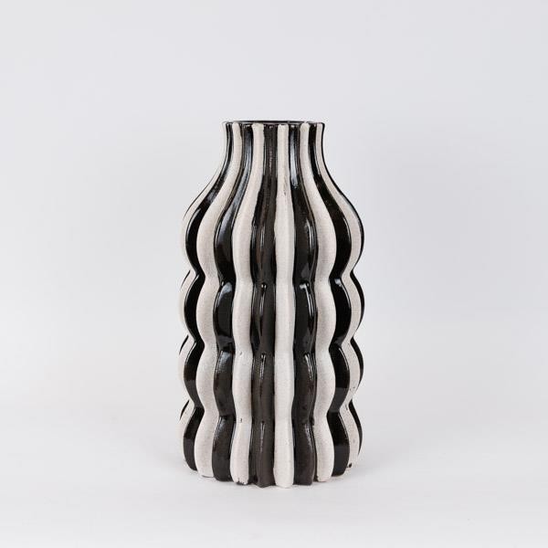 ESTHETI Βάζο Κεραμικό Λευκό-Μαύρο 21x21x38εκ. ESTHETI 752-20427 (Υλικό: Κεραμικό, Χρώμα: Λευκό) - ESTHETI - 752-20427