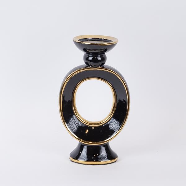Κηροπήγιο Κεραμικό Μαύρο-Χρυσό 16,8x10,5x29,3εκ. ESTHET