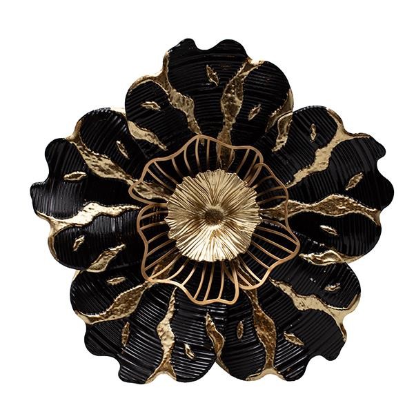 Διακοσμητικό Τοίχου Μεταλλικό Λουλούδι Χρυσό-Μαύρο 38x7