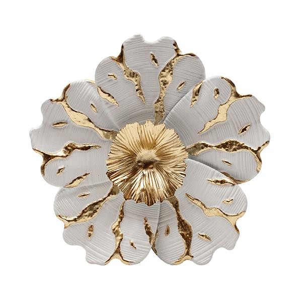 ESTHETI Διακοσμητικό Τοίχου Μεταλλικό Λουλούδι Χρυσό-Λευκό 28x5x29εκ. ESTHETI 812-30013 (Υλικό: Μεταλλικό, Χρώμα: Λευκό) - ESTHETI - 812-30013