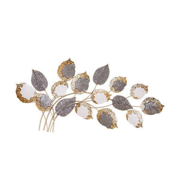 24home Διακοσμητικά τοίχου - ΣΗΜΑΝΤΙΚΟ: Σε περίπτωση διαφοράς τιμής από το κατάστημα ισχύει παντα και μόνο η τιμή του καταστήματος Διακοσμητικό Τοίχου Μεταλλικό Φύλλα Χρυσό-Γκρι-Λευκό 11