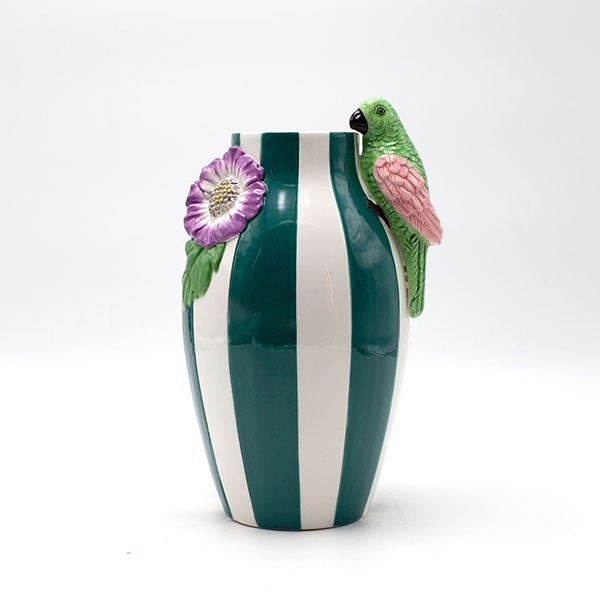 Βάζο Κεραμικό Παπαγάλος Λευκό-Πράσινο 15x13,8x26εκ. EST