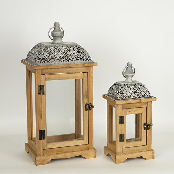 ESTHETI - ΣΗΜΑΝΤΙΚΟ: Σε περίπτωση διαφοράς τιμής από το κατάστημα ισχύει παντα και μόνο η τιμή του καταστήματος Φανάρι Σετ 2τμχ Ξύλινο-Μεταλλικό Natural-Γκρι 22x22x54,