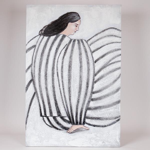 Πίνακας Καμβάς Γυναικεία Φιγούρα Λευκός-Μαύρο 60x3,8x90εκ. ESTHETI 812-20017 (Ύφασμα: Καμβάς, Χρώμα: Λευκό) - ESTHETI - 812-20017