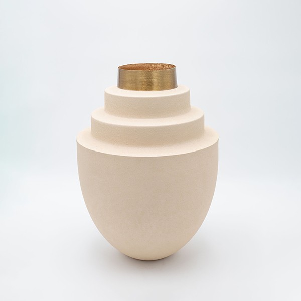 Βάζο Μεταλλικό Μπεζ-Χρυσό 26x26x36,5εκ. ESTHETI 819-00307 (Υλικό: Μεταλλικό, Χρώμα: Μπεζ) - ESTHETI - 819-00307
