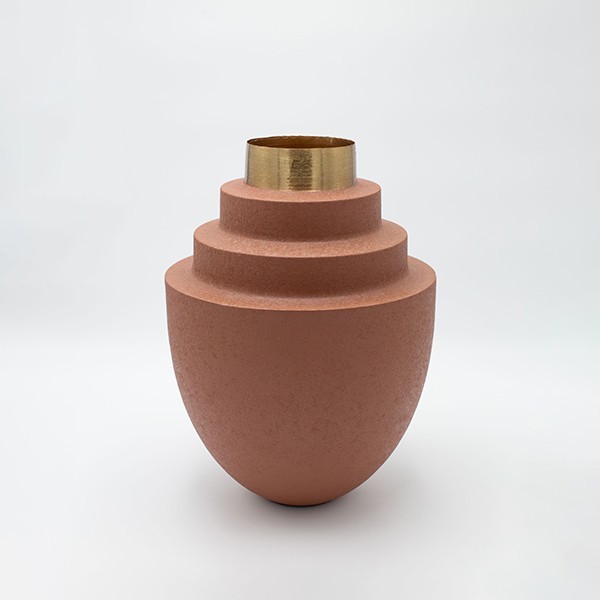 Βάζο Μεταλλικό Κεραμιδί-Χρυσό 26x26x34εκ. ESTHETI 819-00308 (Υλικό: Μεταλλικό, Χρώμα: Κεραμιδί ) - ESTHETI - 819-00308