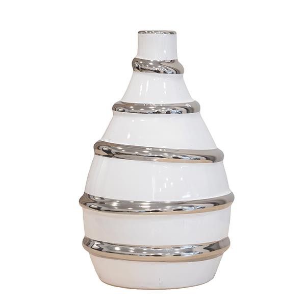 Βάζο Κεραμικό Λευκό-Ασημί 19,5x19,5x33εκ. ESTHETI 819-01512 (Υλικό: Κεραμικό, Χρώμα: Λευκό) - ESTHETI - 819-01512