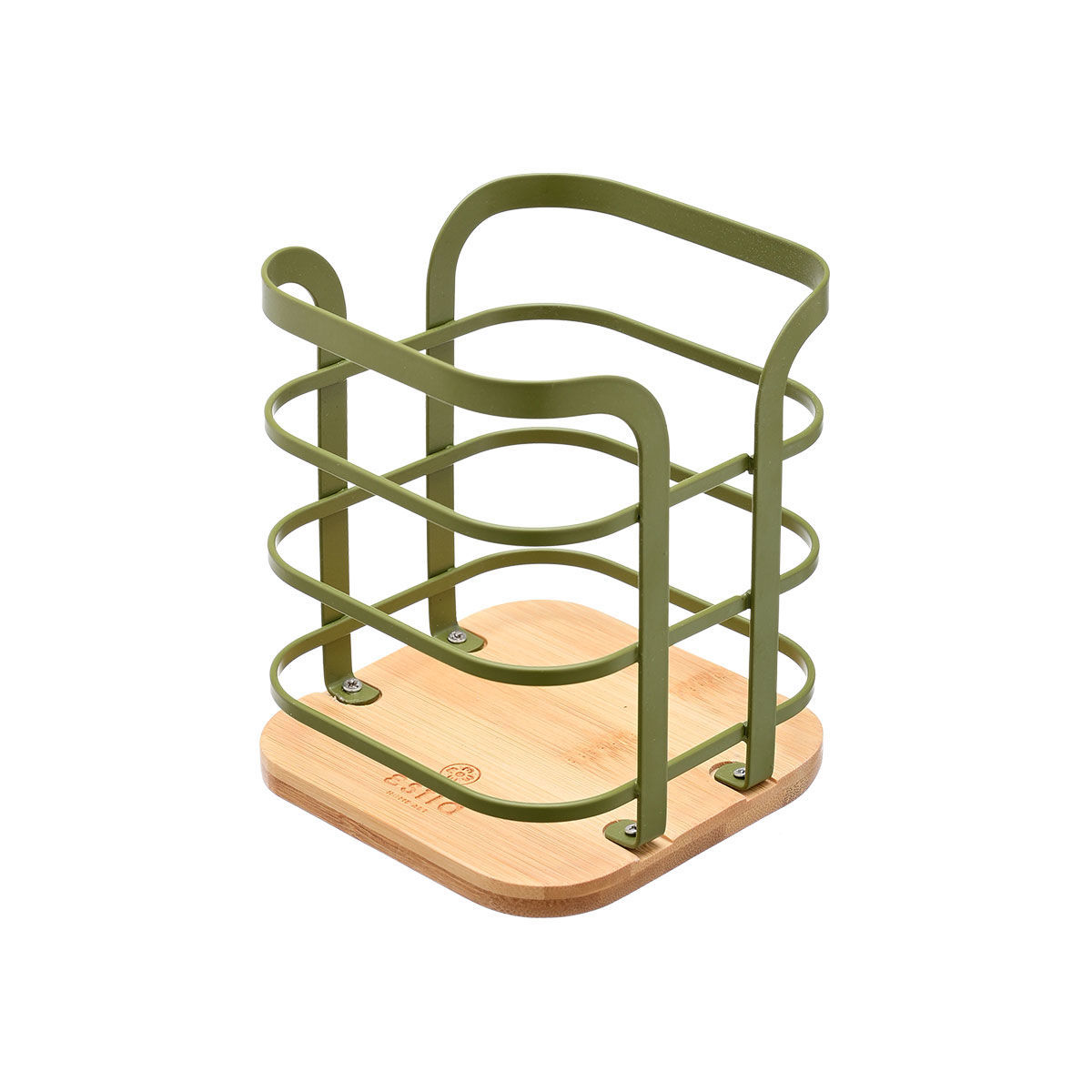 estia Κουταλοθήκη Μεταλλική-Bamboo Λαδί Essentials estia 12x12x14,5εκ. 01-14155 (Υλικό: Μεταλλικό, Χρώμα: Λαδί) - estia - 01-14155
