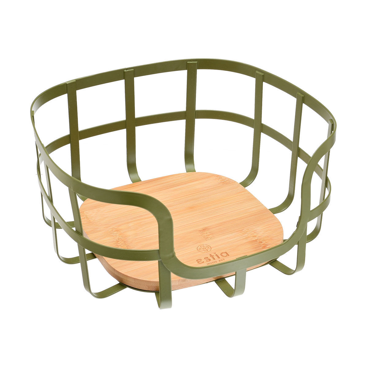 Φρουτιέρα Μεταλλική-Bamboo Λαδί Essentials estia 24x24x12,7εκ. 01-14162 (Υλικό: Μεταλλικό, Χρώμα:...
