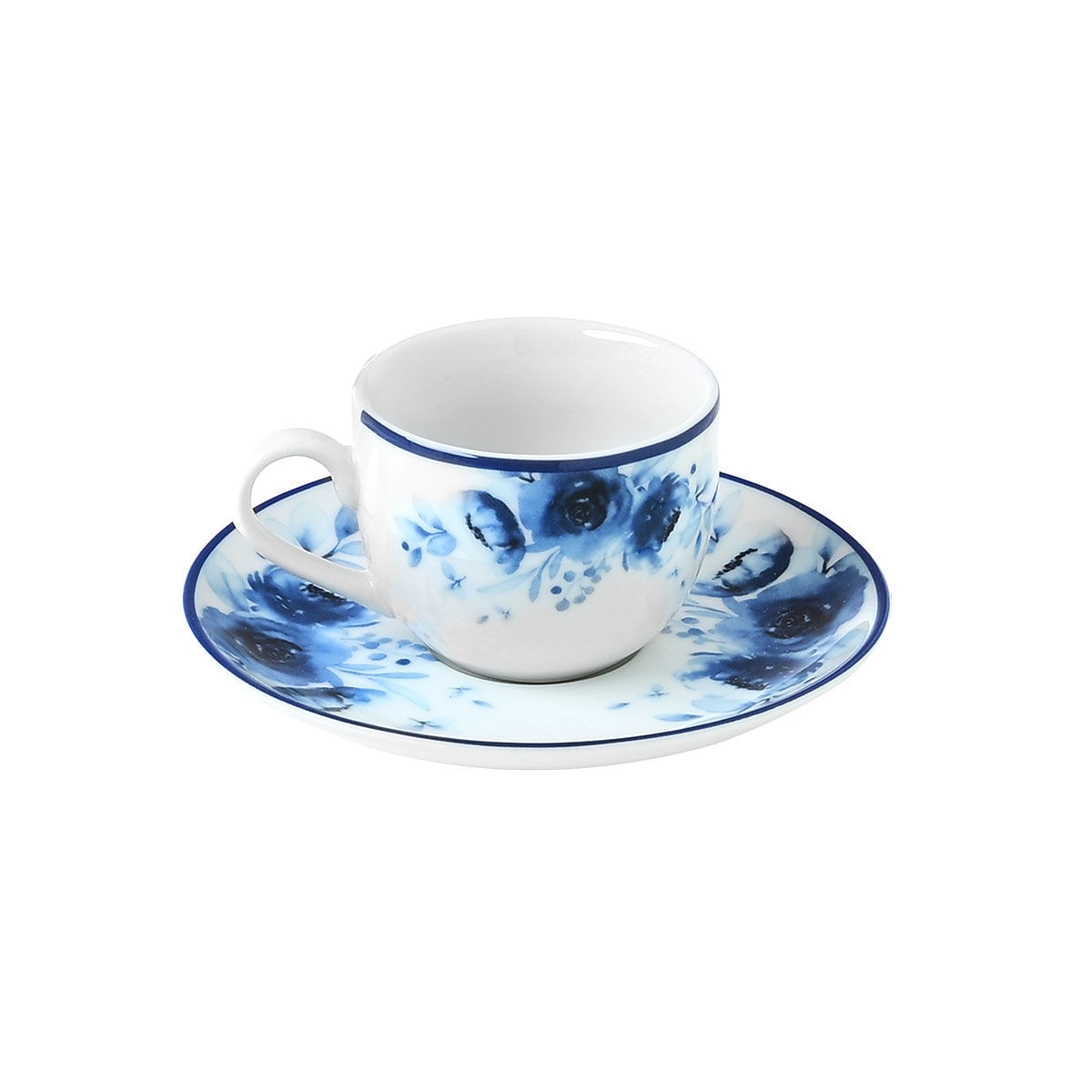 Φλυτζάνι Καφέ Πορσελάνης Ανάγλυφο Blue Rose Estia 100ml 07-16142 (Σετ 2 Τεμάχια) (Υλικό: Πορσελάνη, Χρώμα: Λευκό) - estia - 07-16142 182281