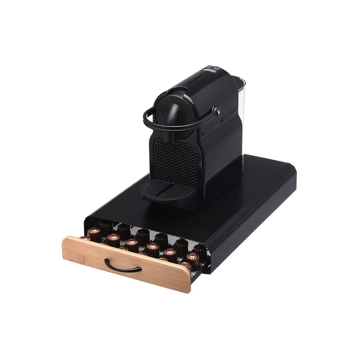 Βάση Για Κάψουλες Καφέ Espresso Μεταλλική-Bamboo Μαύρη Essentials Estia 26x39x6εκ....