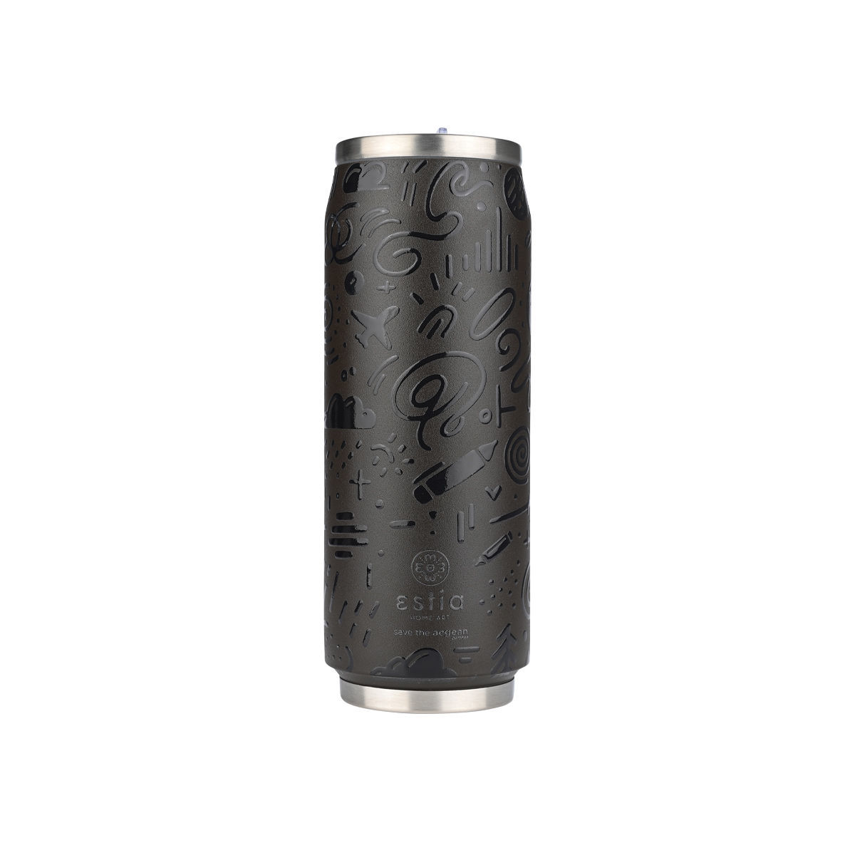 estia Θερμός-Ποτήρι Ανοξείδωτο Noir Echo Save The Aegean Estia 500ml-7x19εκ. 01-22631 (Υλικό: Ανοξείδωτο) - estia - 01-22631