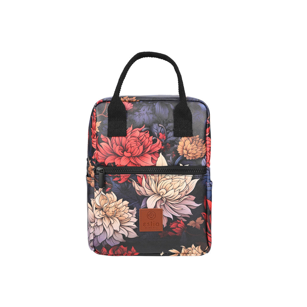 estia Τσάντα Φαγητού Ισοθερμική PVC Leather Midnight Blossom Save The Aegean Estia 7lt-20x14x27εκ. 01-22433 - estia - 01-22433