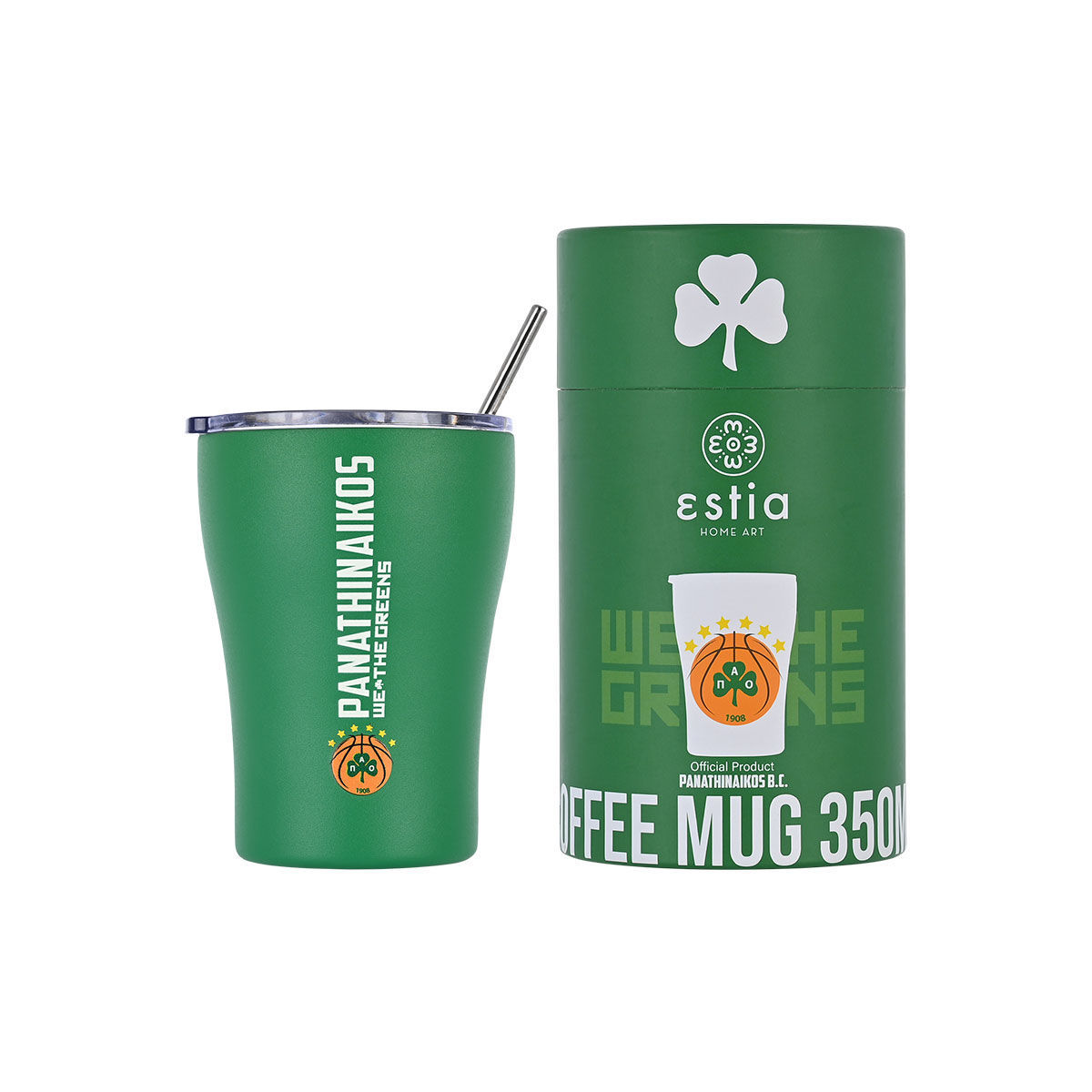 estia Θερμός-Ποτήρι Ανοξείδωτο Coffee Mug Panathinaikos BC Edition Estia 350ml-9x13εκ. 00-13257 (Υλικό: Ανοξείδωτο) - estia - 00-13257