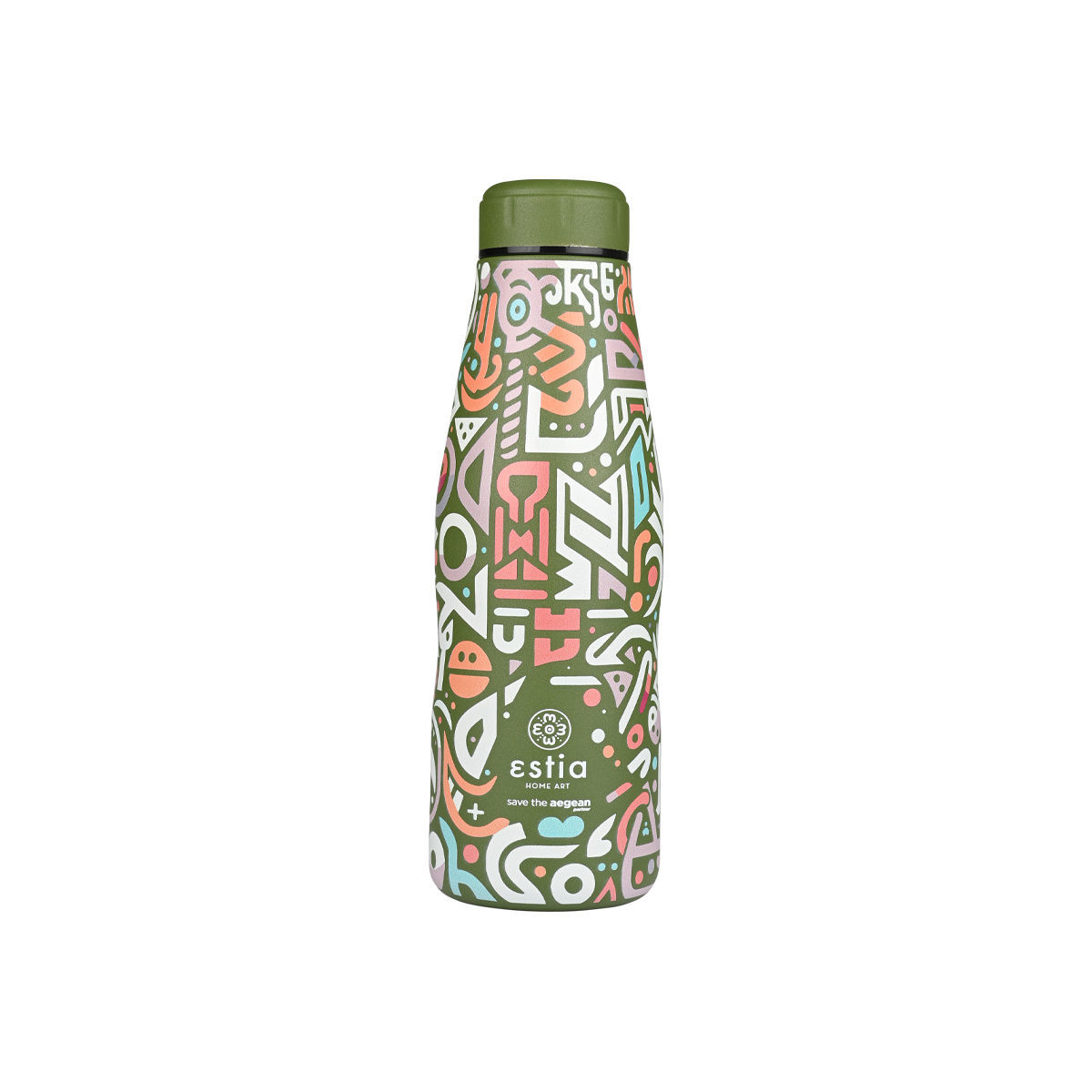 estia Θερμός-Μπουκάλι Ανοξείδωτο Flask Geovivid Save The Aegean Estia 500ml-7x7x22,3εκ. 01-22082 (Υλικό: Ανοξείδωτο) - estia - 01-22082