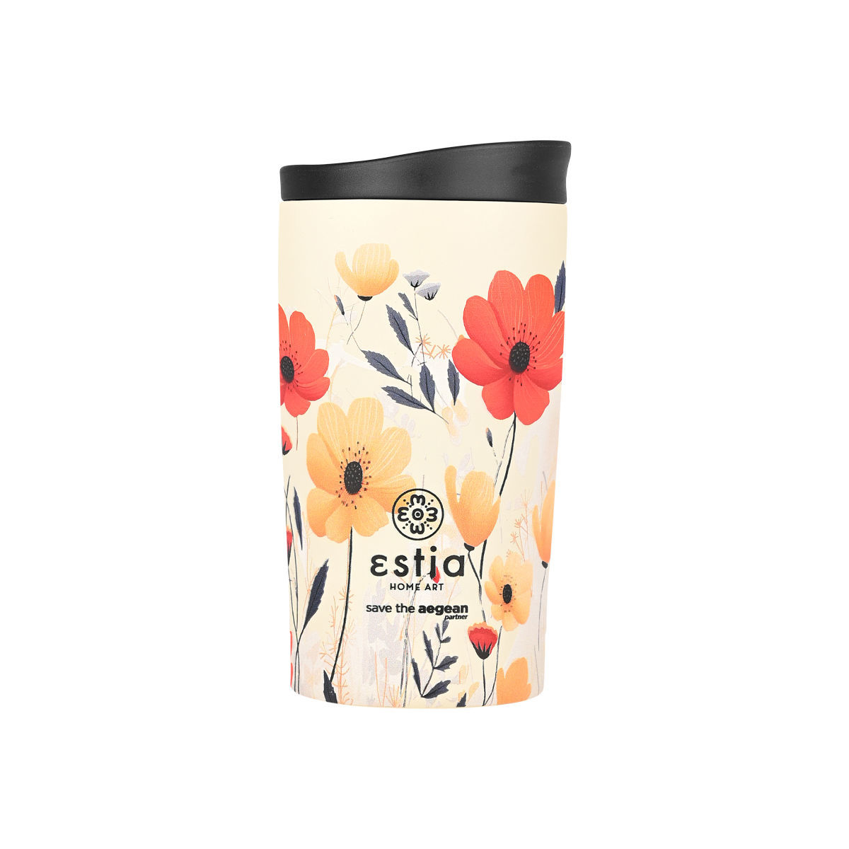 estia Θερμός Ποτήρι Ανοξείδωτος Travel Mug Summer Reverie Save The Aegean 350ml-8x8x15εκ. Estia 01-25656 (Υλικό: Ανοξείδωτο) - estia - 01-25656