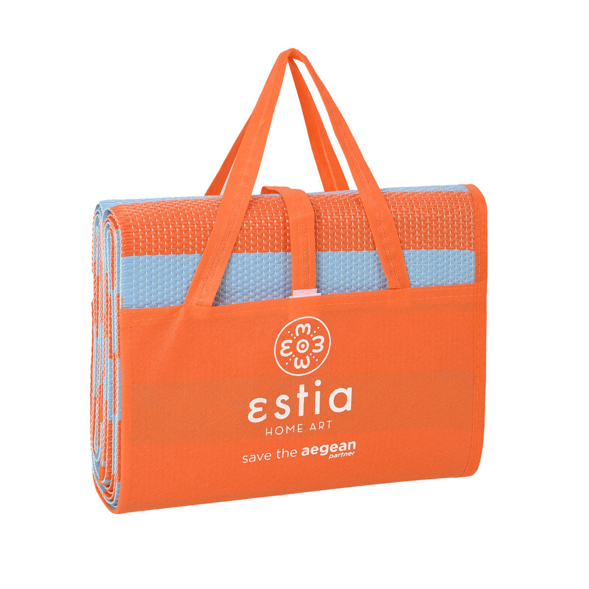 estia Ψάθα Θαλάσσης Πλαστική Πορτοκαλί-Μπλε 180x180εκ. Sunscape Mirage Estia 00-25427 (Υλικό: Πλαστικό, Χρώμα: Μπλε) - estia - 00-25427