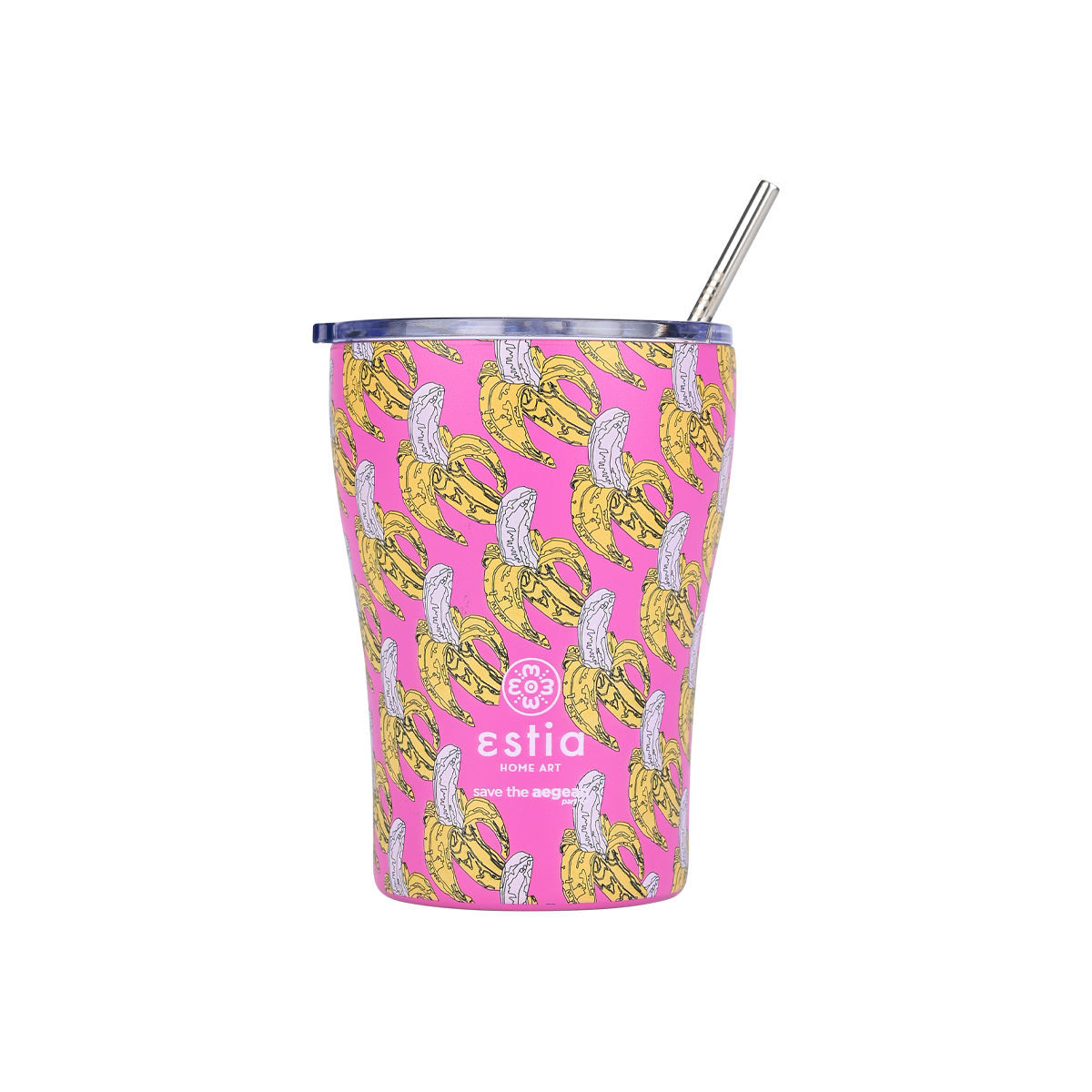 estia Θερμός-Ποτήρι Ανοξείδωτο Coffee Mug Banana Swirl Save The Aegean Estia 350ml-9x13εκ. 01-23072 (Υλικό: Ανοξείδωτο) - estia - 01-23072