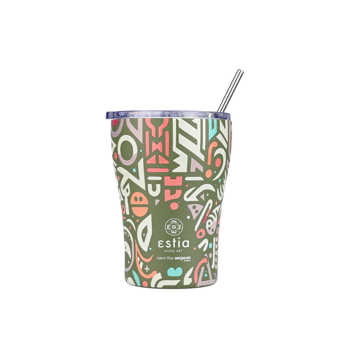 estia Θερμός-Ποτήρι Ανοξείδωτο Coffee Mug Geovivid Save The Aegean Estia 350ml-9x13εκ. 01-22938 (Υλικό: Ανοξείδωτο) - estia - 01-22938