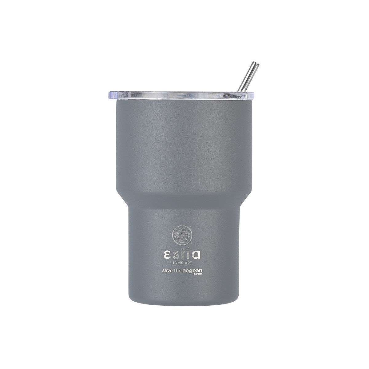 estia Θερμός-Ποτήρι Ανοξείδωτο Mug Lite Save The Aegean Fjord Grey Estia 400ml-9,2x6,5x13,3εκ. 01-18467 (Υλικό: Ανοξείδωτο, Χρώμα: Γκρι) - estia - 01-18467