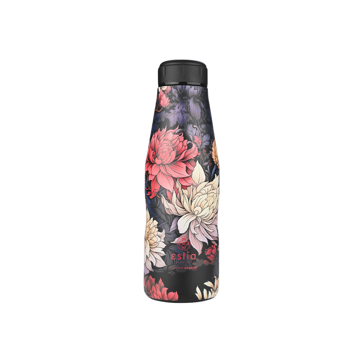 estia Θερμός-Μπουκάλι Ανοξείδωτο Flask Midnight Blossom Save The Aegean Estia 500ml-7x7x22,3εκ. 01-22099 (Υλικό: Ανοξείδωτο) - estia - 01-22099