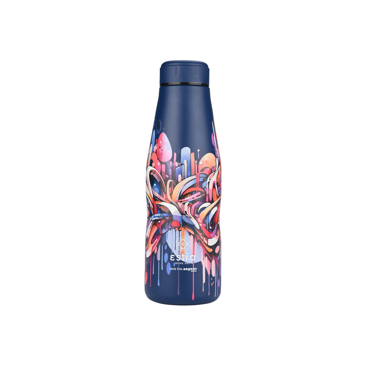 estia Θερμός-Μπουκάλι Ανοξείδωτο Flask Vibrant Vortex Save The Aegean Estia 500ml-7x7x22,3εκ. 01-22075 (Υλικό: Ανοξείδωτο) - estia - 01-22075