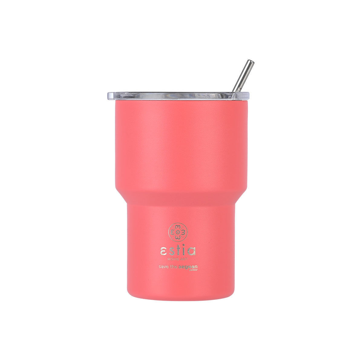 estia Θερμός-Ποτήρι Ανοξείδωτο Mug Lite Save The Aegean Fusion Coral Estia 400ml-9,2x6,5x13,3εκ. 01-18474 (Υλικό: Ανοξείδωτο, Χρώμα: Κοραλί ) - estia - 01-18474